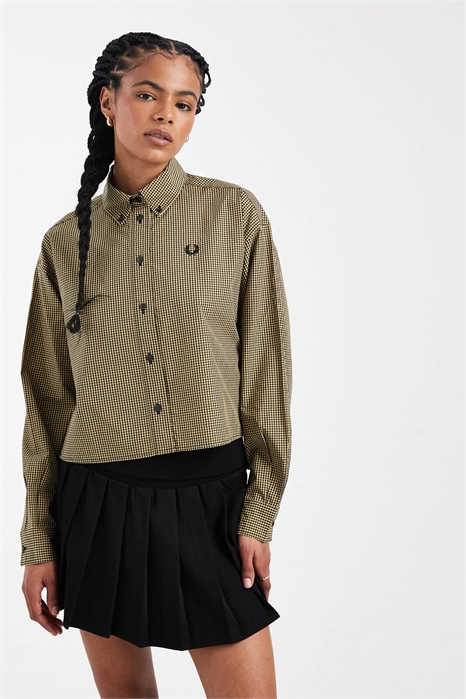 Рубашка с длинными рукавами и логотипом в клетку артикул 154716255