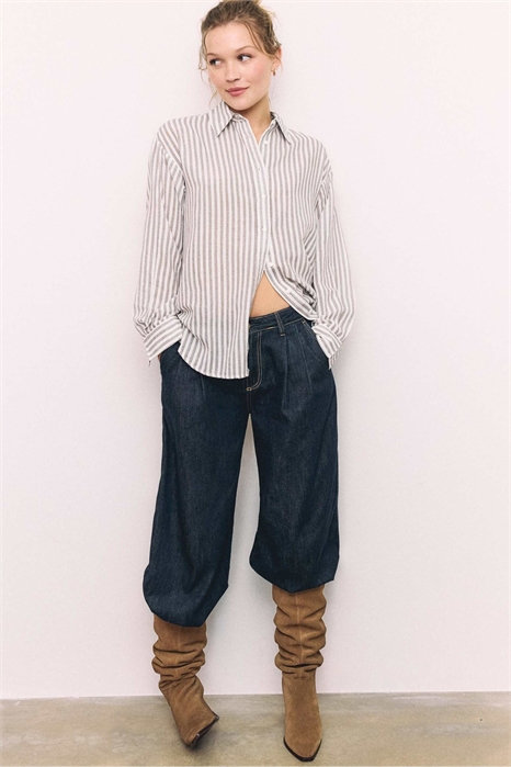 Рубашка с эффектом льна артикул 155934013