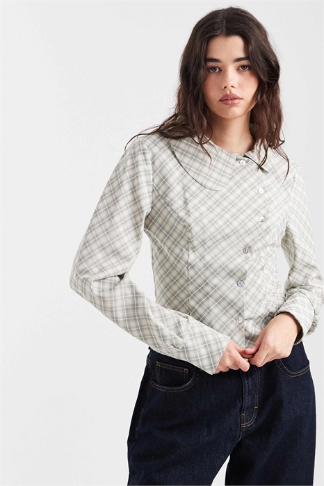 Рубашка с изогнутой пуговичной планкой артикул 153564697