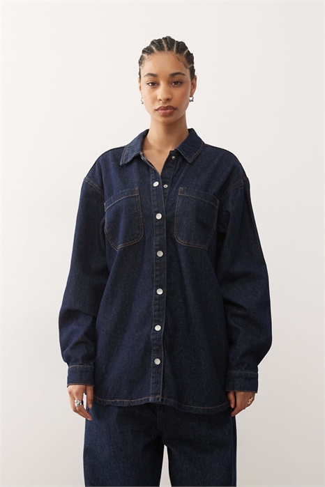 Рубашка из джинсовой ткани большого размера артикул 151925781