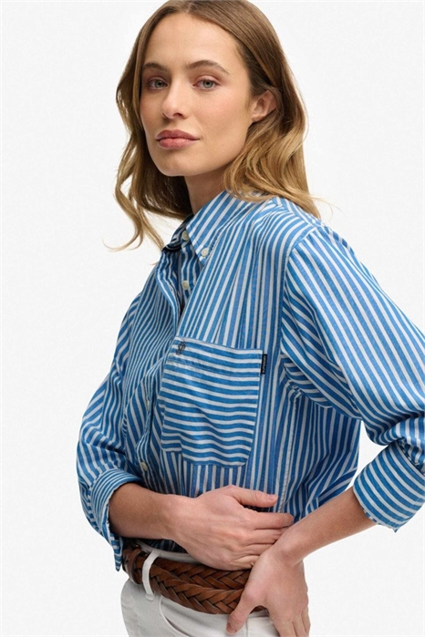 Рубашка из поплина свободного кроя с длинными рукавами артикул 155932736