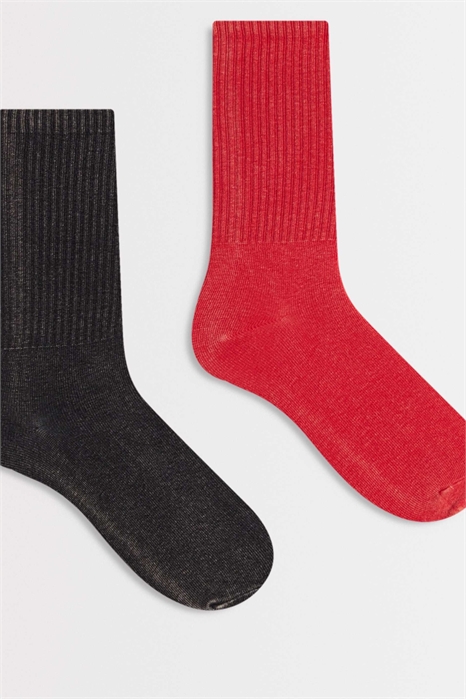 Набор из 2 пар ребристых носков с круглым вырезом артикул 154840103