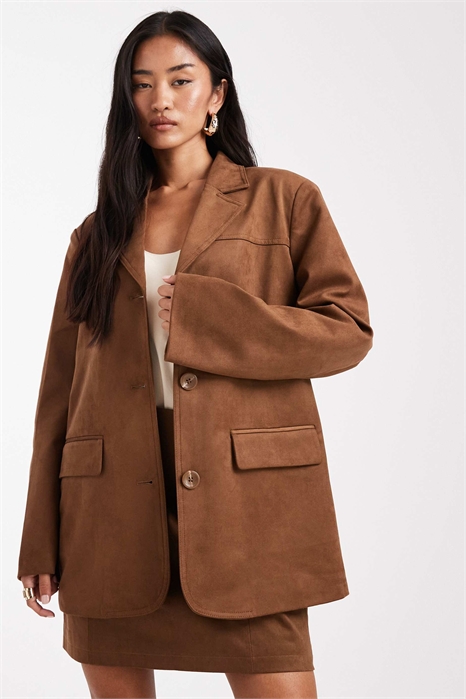 Блейзер из искусственной замши премиум-класса co-ord артикул 149384146