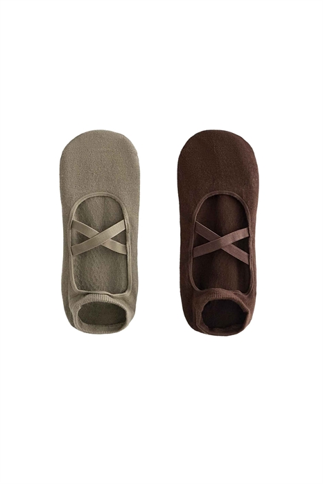 2 пары носков из смешанной хлопковой ткани для йоги и пилатеса с перекрещивающимися ремешками артикул 155442842