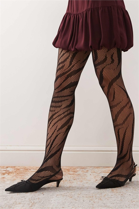Черные колготки в сетку с зебровским принтом артикул 152234210