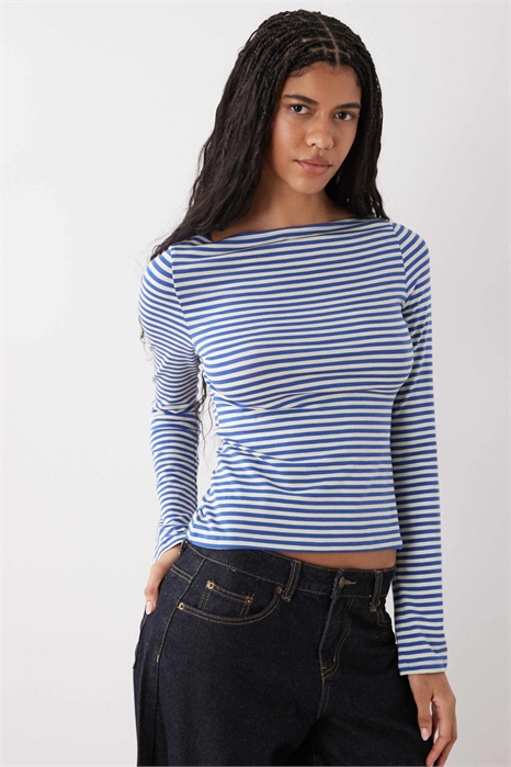 Топ с мягким воротником-лодочкой и длинными рукавами от Annie артикул 153531052