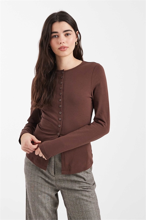 Хлопковая блузка с длинными рукавами на пуговицах артикул 150706930