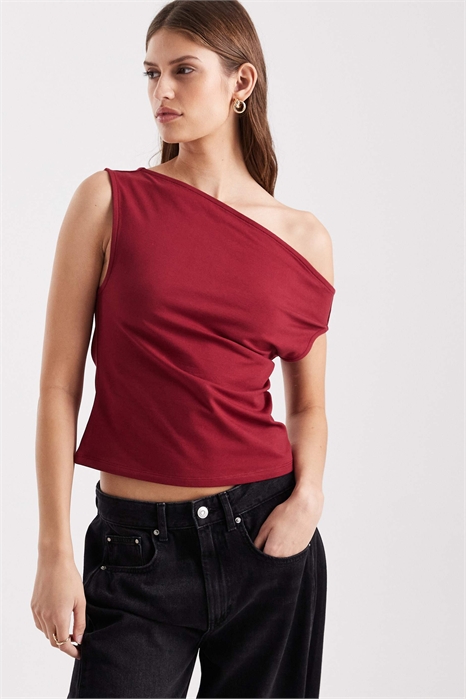 Хлопковый топ с открытыми плечами артикул 151965300