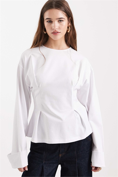 Футболка с зауженной талией, широкими манжетами и длинными рукавами артикул 150698465