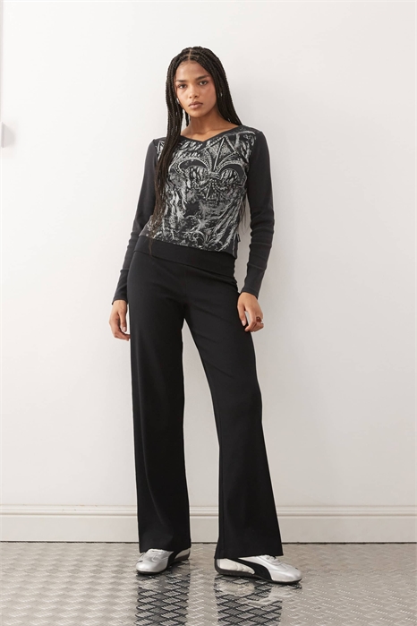 Йога-брюки с отворотом на талии, ребристым поясом и расклешенным кроем артикул 152623216