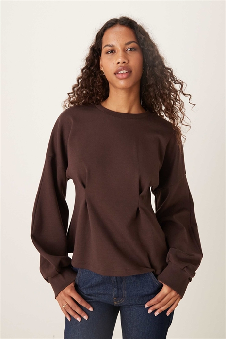 Свитшот с перекрещивающимся вырезом и баской на талии артикул 148925817