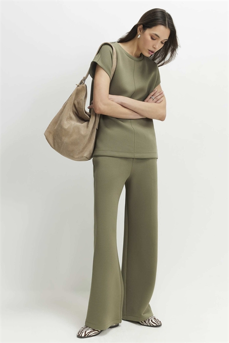 Джоггеры премиум-класса из твила с широкими брючинами артикул 156044252