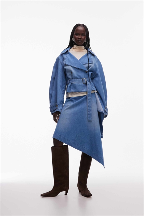 Юбка из мягкого денима с асимметричным подолом артикул 154705554