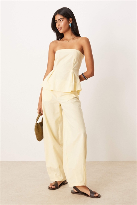 Брюки с широкими брючинами из смешанного льна артикул 148256263