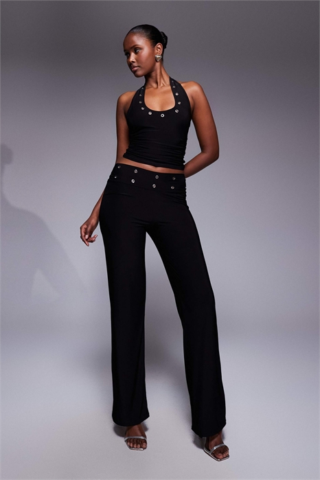 Эксклюзивные брюки премиум-класса с мягким на ощупь поясом с петельками и широкими брючинами co-ord артикул 151522757