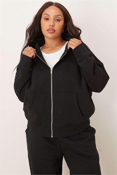 ASOS DESIGN Curve — худи с капюшоном и ворсовой подкладкой, свободного кроя, на молнии артикул 147018357