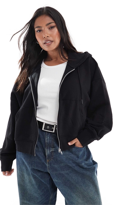 ASOS DESIGN: укороченная толстовка с капюшоном и застежкой-молнией из ворсистой ткани для полных артикул 147018360