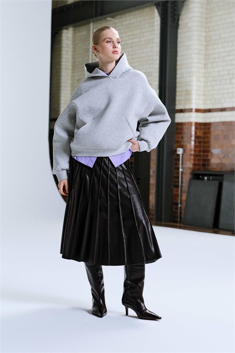 Макси-юбка из искусственной кожи с плиссировкой артикул 154670791