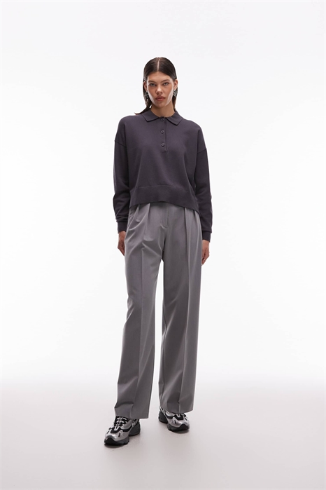 Брюки с широкими брючинами и складками артикул 147265276