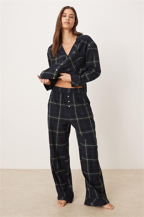 Пижамные штаны-боксеры из фланели с высокой талией co-ord артикул 154149930