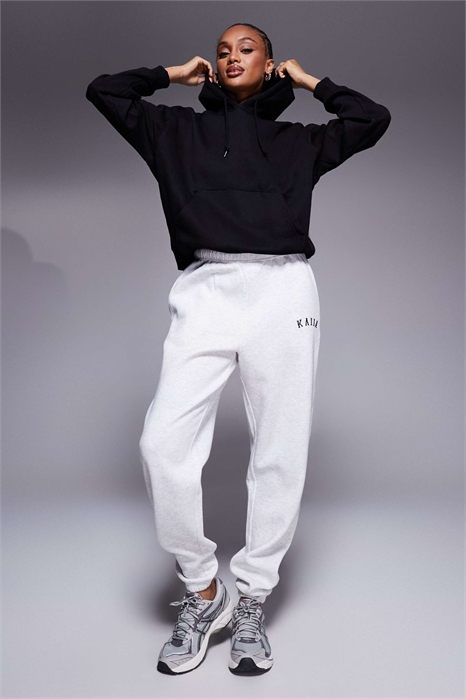 Джоггеры с манжетами и вышитым логотипом из высокой смесовой ткани артикул 142045631