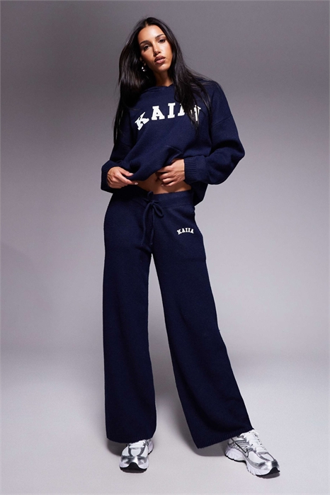 Брюки с широкими штанинами, с вязаным вышитым логотипом co-ord артикул 152903216