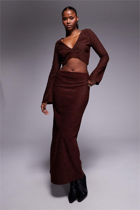 Макси-юбка из ткани с ребристой текстурой co-ord артикул 151218820