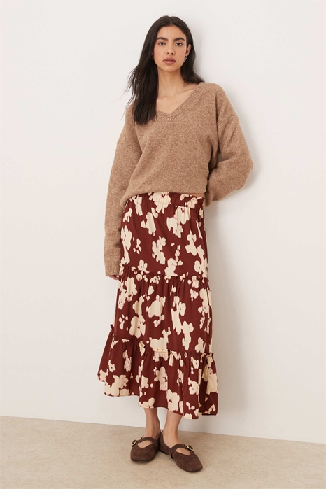 Многослойная юбка-миди с воланами артикул 153720175