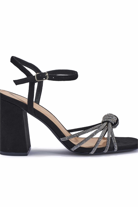 Сандалии с украшением из страз и широким каблуком артикул 151941638