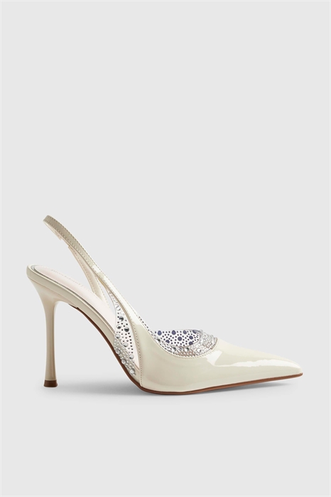 Блестящие туфли-лодочки с открытой пяткой артикул 156297810