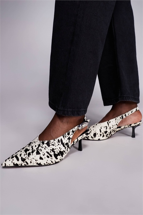 Туфли-лодочки с открытой пяткой и каблуком, с принтом «коровья шкура» артикул 152314443