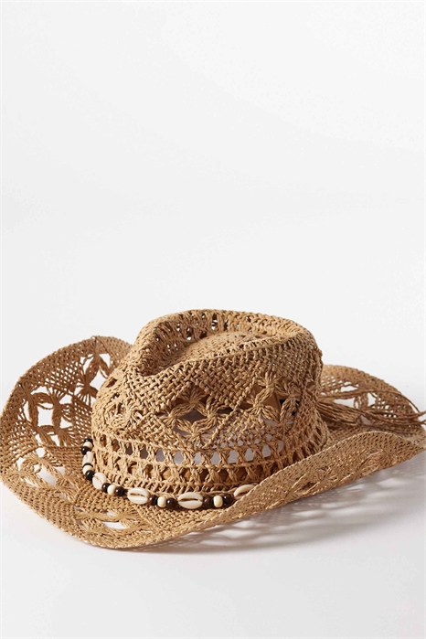 Соломенная ковбойская шляпа с отделкой из бисера артикул 152671948