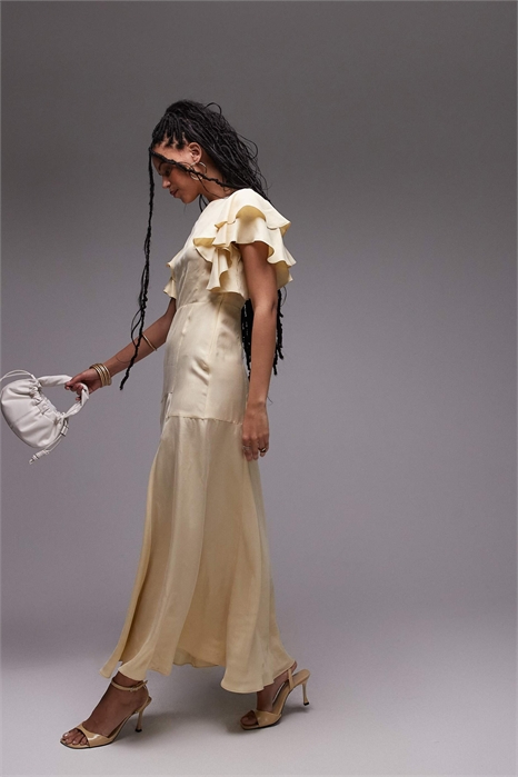 Макси-платье с рукавами с оборками и открытой спиной артикул 143316505