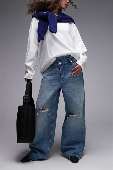 Джинсы с перекрещивающейся линией талии модели Aki артикул 148032487