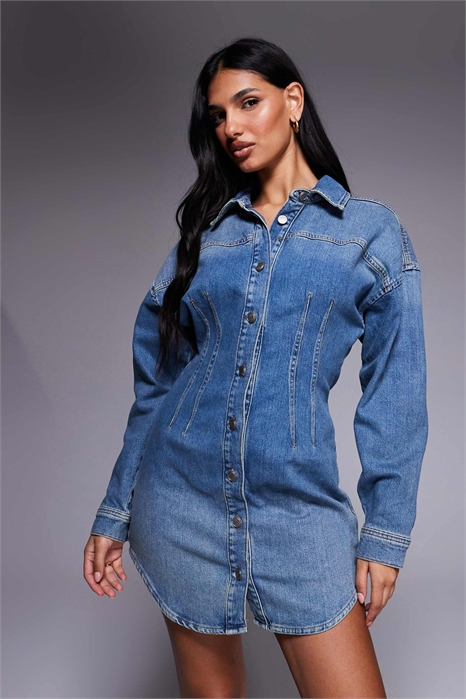 Платье-рубашка из джинсовой ткани артикул 149552389