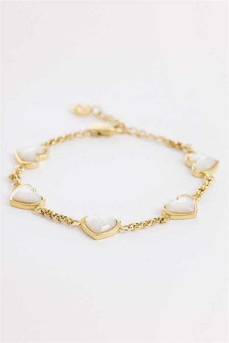 Браслет с белым кварцевым сердечком артикул 155681908