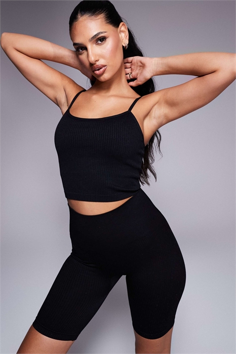 Безшовная майка для йоги Icon с ребристой отделкой и встроенным бюстгальтером артикул 135872278