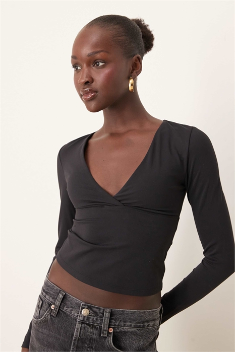 Топ с V-образным вырезом и длинными рукавами DayFlex с вшитой поддержкой артикул 138579547