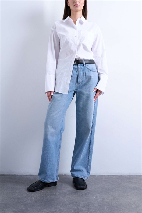 Джинсы средней посадки свободного кроя с прямым силуэтом артикул 147697888