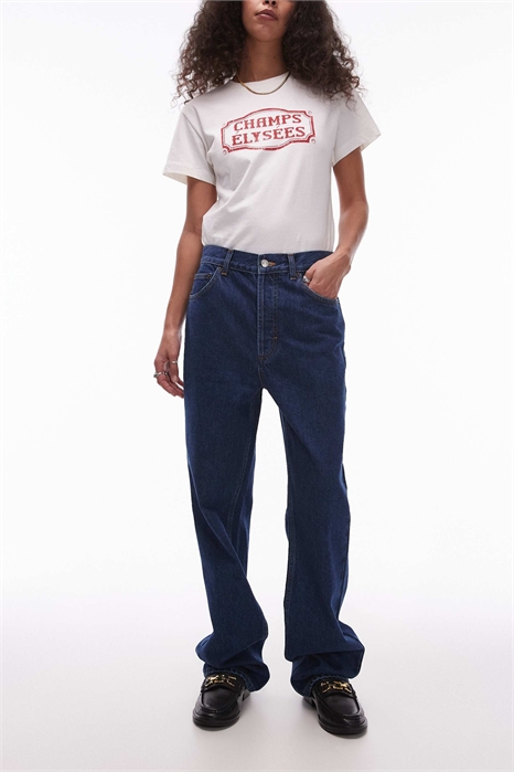 Короткие джинсы прямого кроя с высокой талией артикул 139989073