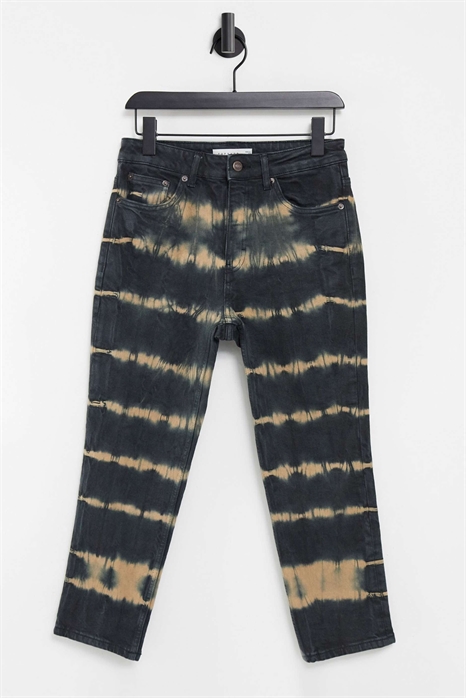 Укороченные джинсы прямого кроя с эффектом «тай-дай» артикул 1991016