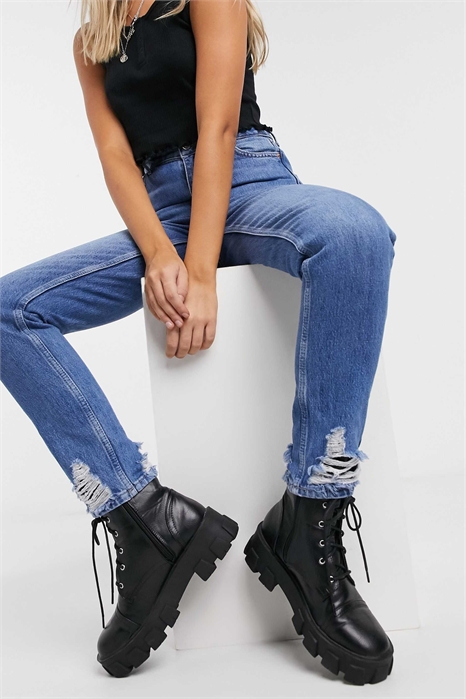 Оригинальные джинсы Mom с высокой посадкой артикул 1847097