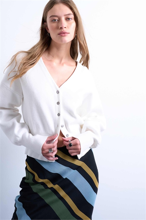 Вязаный кардиган с V-образным вырезом, удлиненным кроем и затягивающейся талией артикул 141501944