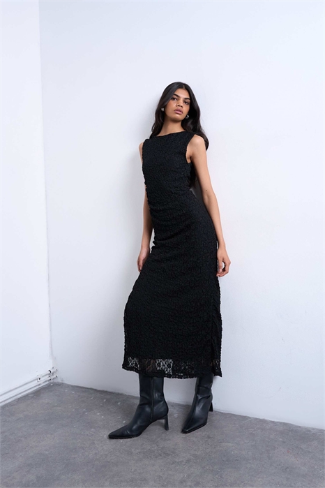 Макси-платье без рукавов с кружевом и боковым разрезом артикул 151669654