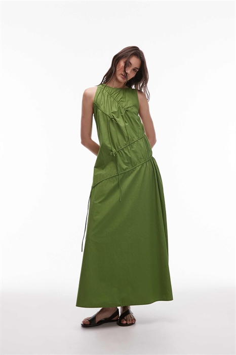 Платье средней длины из поплина с рюшами артикул 141502548