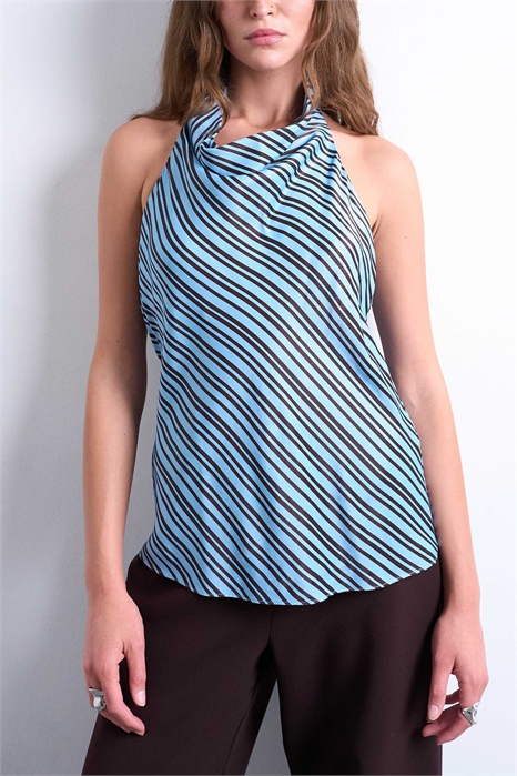 Топ с высоким воротником и завязками за шеей артикул 148193120