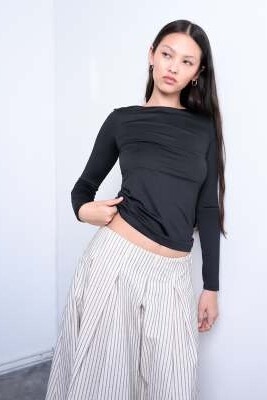 Облегающая кофта с круглым вырезом и длинными рукавами артикул 144914082