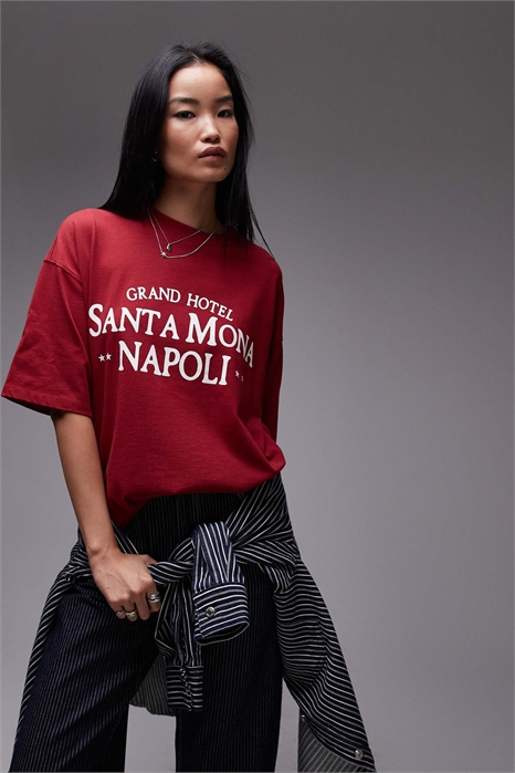 Футболка с принтом «Santa Mona Napoli» свободного кроя артикул 140260184