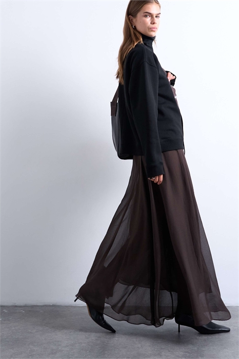 Прозрачная макси-юбка с расклешенным силуэтом артикул 151090364