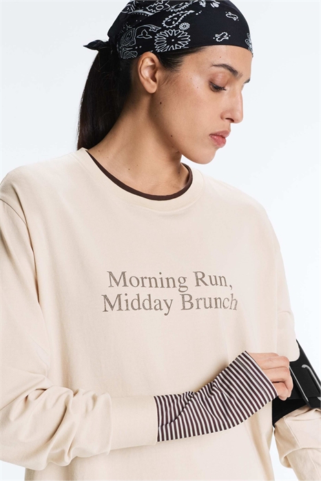 Футболка с длинным рукавом из смесовой ткани с надписью артикул 155942953